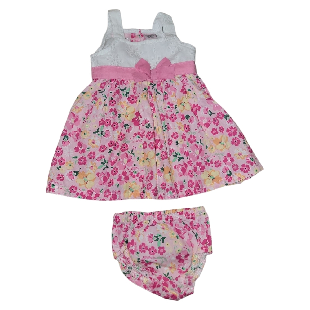 Floral Pink and White Kids Formal Dress